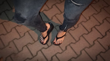my feet and toe rings - public crossdressing thumbnail