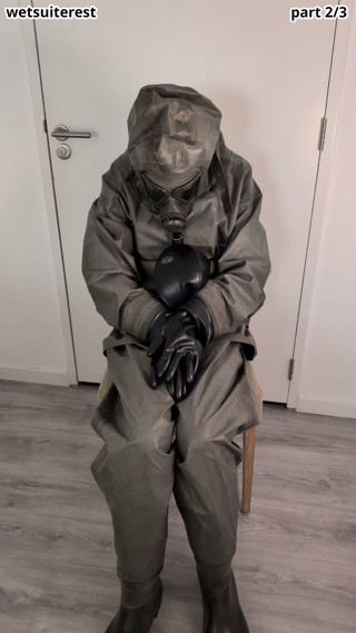Breathplay masturbation Zodiac Zodiak heavy rubber hazmat suit with gasmask rebreathing bag, gloves, boots