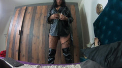 Masturbating While Wearing Slutty Leather Clothes 286