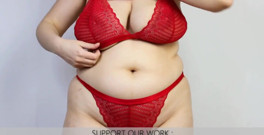 Tom&ampRose Red Lace Lingerie Set XL Size Try On uncensored