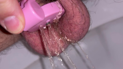 Peeling in an invert Cage at work while in Chastity