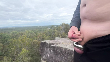 Flashing with ball stretcher next to highway.