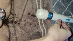 Analslave double dildo and magic wand anal insertion