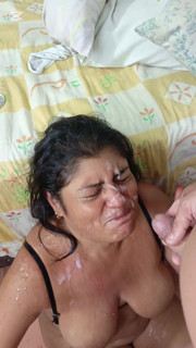 Indian Stepmother Ends up with Her Face Covered in Milk and Piss in Her Mouth After a Strong Blowjob