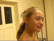 Cock-crazed beauty gets on her knees and licks a throbbing shaft