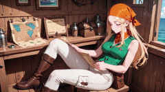 Blonde Pirate Fantasy! Lazy Orange Turban, Wooden Ship Vibes, and That Sticky Green Goo All Over Her Curves