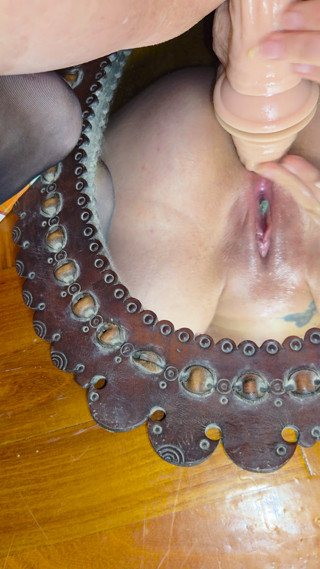 Riding an anal dildo at home...
