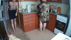 milf jerks off my dick in the kitchen before lunch