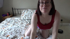 Denim Shorts and Red Top Playing