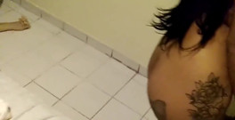 Super TBT fucking in a residential hallway