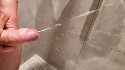 massive cumshot in public unisex shower