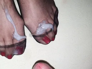 Cum on nylon feet #16