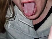 Cheating stepmom gives young work friend a blowjob and swallows his cum
