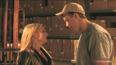 Delivering the package to the naughty blonde chick quickly turns into a rough pounding session