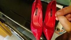 Red high heel my gf cum