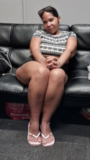 Leg Tease - Mini Skirt - Thick Thighs - Angie Love - BBW - Puerto Rican Woman - Flip Flops