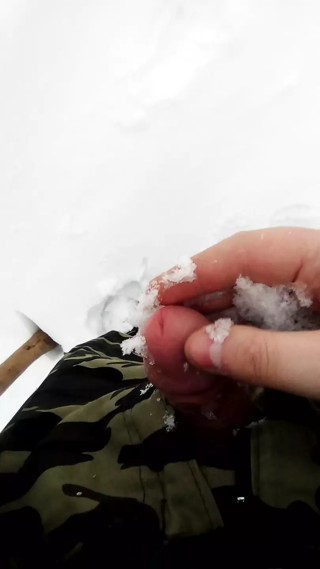 my hot cock in the snow