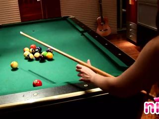 Pool and pussy play on the table