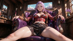 Western Cowgirl in Red-brown Leather - Lazy Poses and Deep Gazes Indoors & Outdoors
