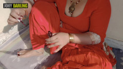 Punjabi Bhabhi painted her nail on roof