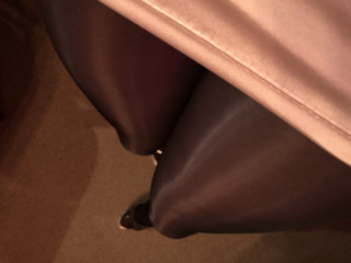 Walking along showing my hot sexy legs on black glossy pantyhose thumbnail
