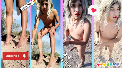 sexy naked shemale in public with heels and anal plug cute hot slut
