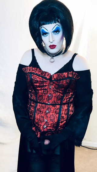 Sissy Slut in Heavy Makeup Teases and Strokes