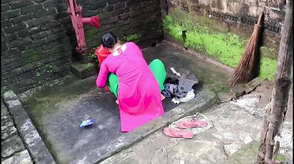 I suddenly see my step aunty cleaning clothes I went behind her and started fucking her ass