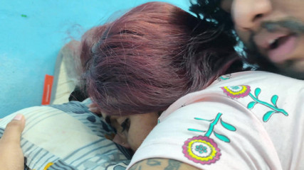 Hot ass kiss romance in skirt