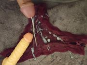 Big sperm ejaculation on a friend's thong panties