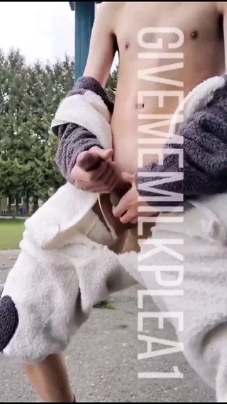 naked inside costum and jerked outside the school almost get caught