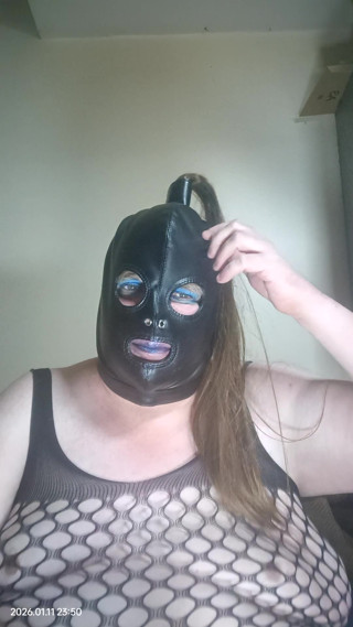 BBW TV plays with her nipples through fishnet body stocking. thumbnail