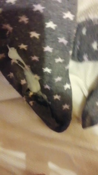 Cum on wife's cute dirty socks