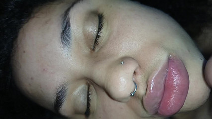 BIG LOAD OF CUM ON NAUGHTY BITCH FACE, SHE LOVES IT