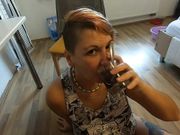 Blowjob and drinking jizzy coffee