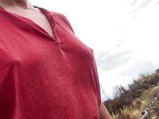 All I see are pokies, braless public bouncing milf tits