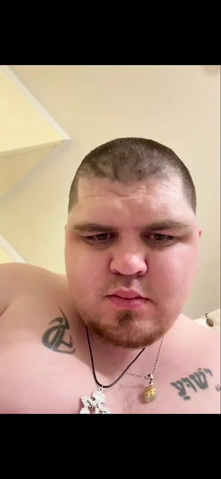 Fat guy shows hole & blows huge load