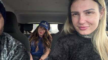 My husband's cuckold got out of the car and I called the gas station attendant to fuck and she accepted and got in the car and was so horny that she was all naked