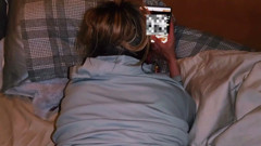 She Watches Porn While Getting Pounded and Taking a Creampie