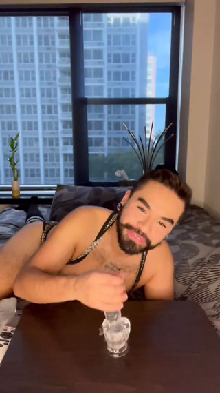 Slut Latino Dude Sucks on Dildo Like It's Your Cock