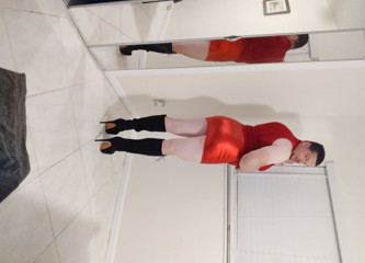 Sexy Maddy in a RED hot dress