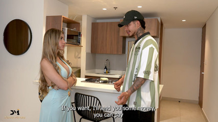 Hot Blonde Pays Pizza Delivery Guy with Her Pussy – Danner Mendez & Ambar Prada