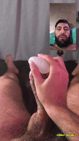 Using a Tenga Egg on My Big Uncut Cock Filling It with Cum and Letting It Drip Onto My Mouth