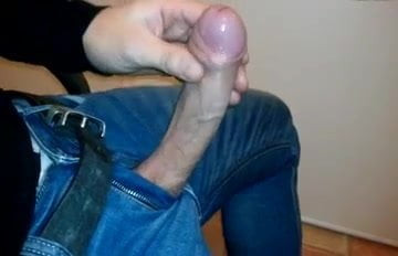 Uncut with strong erection and a huge cumshot