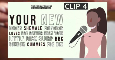 Clip 4 ebony princess your new ebony shemale princess loves bb...tter then your little dick slurp bbc condom cummies for her thumbnail