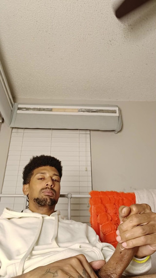 Stroking my big long dick all night long