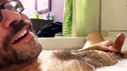 Rub a dub dub a handsome hairy horny daddy in the tub