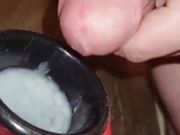 Extreme Closeup Huge Thick Load of Cum Edged Out Into Cup and Swallowed