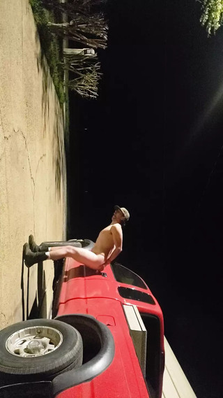 Bound &amp; gagged in the front drive