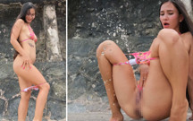 Perfect Pussy Pissing on the Beach in Bikini